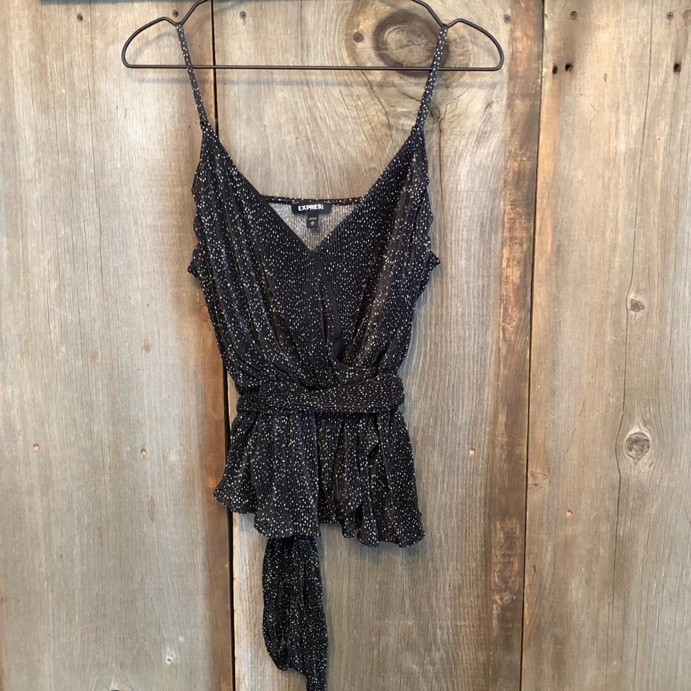 Express Wrap Peplum Cami in Black White Dot Print Size Medium Women’s